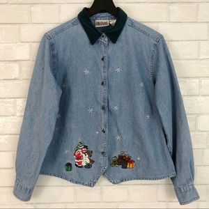 Vintage Denim Button Up Ugly Christmas Sweater